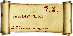 Tamaskó Milos névjegykártya